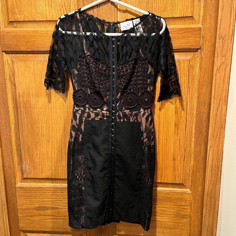 Beguile by Bryon Lars Carissima Black Lace Sheets Dress - Size 2P